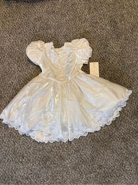 White Satin Princess Dress for Girls -